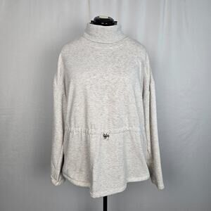 RBX Turtleneck Sweatshirt Women's 2X ** White Heather Waist Drawcord Thumb Holes